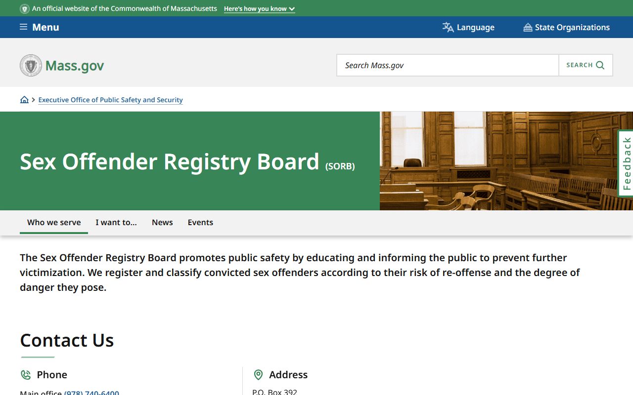 Massachusetts Sex Offender Registry Board for Middlesex arrest records and public registry search